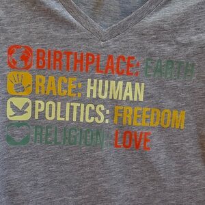 Humanity- Equality- Gray Graphic Tee with Multicolor Print